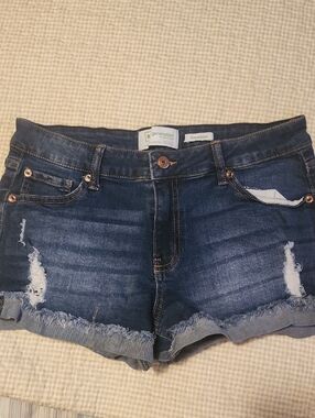 Celebrity Pink Dark Blue Distressed Denim Shorts